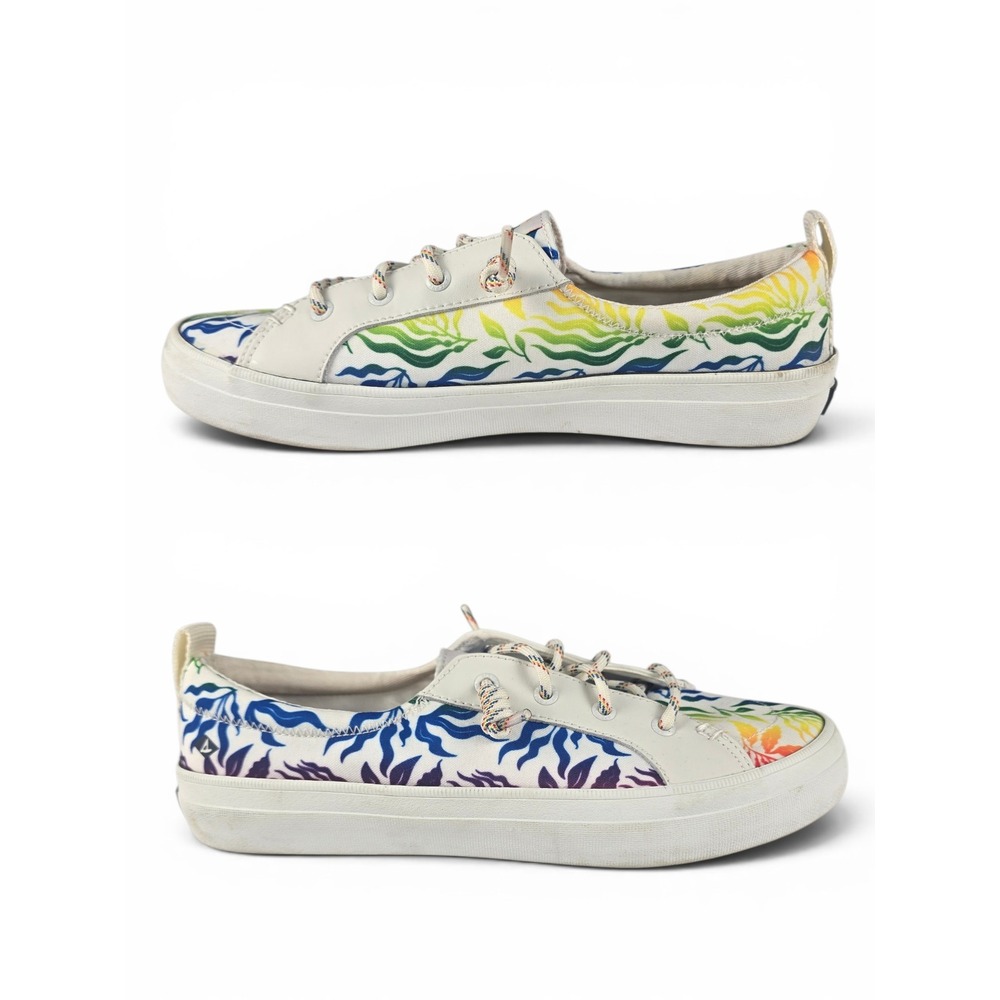 Sperry Crest Vibe Pride Rainbow Wave Canvas Sneakers Size‎ 8.5M